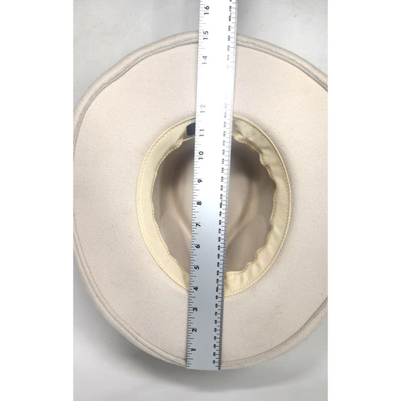 Frye Womens Sz 7 1/2 Cream Wide Brim Hat Adjustable Rim Western Rancher Cowgirl - Picture 9 of 10